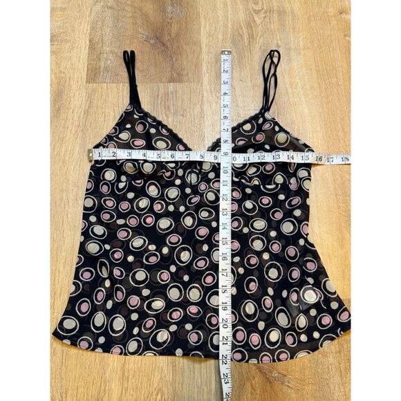 Y2K Mesh Camisole Top Size 12 Circle Pattern Black Pink - Picture 6 of 6
